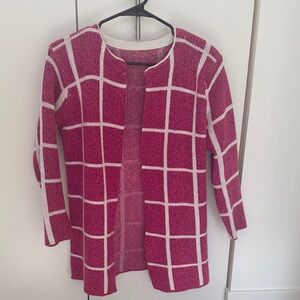 Women's Pink Grid Pattern Sweater